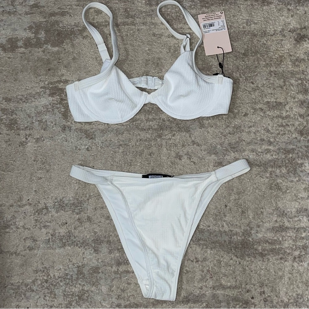 White Waffle-Knit Bikini